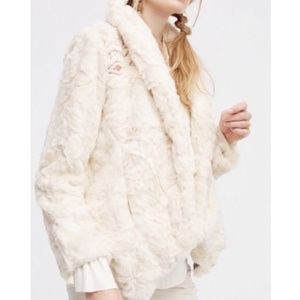 Free People Embroidered Cascade Fur Jacket